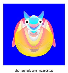 Colorful and Various Animal Face Illustration Icon for wallpaper Background. Dynamic flux Effect design. Abstract  Vector Cartoon Monster Character Icon Head Design. Modern and Techno Style Pattern.