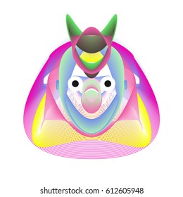 Colorful and Various Animal Face Illustration Icon for wallpaper Background. Dynamic flux Effect design. Abstract  Vector Cartoon Monster Character Icon Head Design. Modern and Techno Style Pattern.