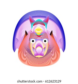 Colorful and Various Animal Face Illustration Icon for wallpaper Background. Dynamic flux Effect design. Abstract  Vector Cartoon Monster Character Icon Head Design. Modern and Techno Style Pattern.