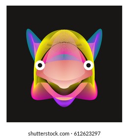 Colorful and Various Animal Face Illustration Icon for wallpaper Background. Dynamic flux Effect design. Abstract  Vector Cartoon Monster Character Icon Head Design. Modern and Techno Style Pattern.