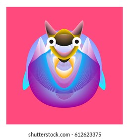 Colorful and Various Animal Face Illustration Icon for wallpaper Background. Dynamic flux Effect design. Abstract  Vector Cartoon Monster Character Icon Head Design. Modern and Techno Style Pattern.