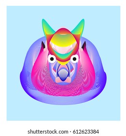 Colorful and Various Animal Face Illustration Icon for wallpaper Background. Dynamic flux Effect design. Abstract  Vector Cartoon Monster Character Icon Head Design. Modern and Techno Style Pattern.