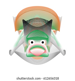 Colorful and Various Animal Face Illustration Icon for wallpaper Background. Dynamic flux Effect design. Abstract  Vector Cartoon Monster Character Icon Head Design. Modern and Techno Style Pattern.