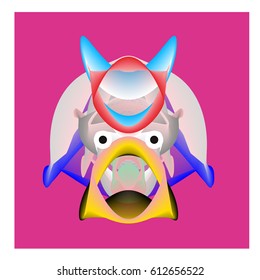Colorful and Various Animal Face Illustration Icon for wallpaper Background. Dynamic flux Effect design. Abstract  Vector Cartoon Monster Character Icon Head Design. Modern and Techno Style Pattern.