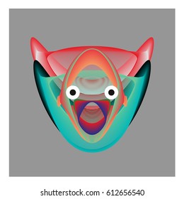 Colorful and Various Animal Face Illustration Icon for wallpaper Background. Dynamic flux Effect design. Abstract  Vector Cartoon Monster Character Icon Head Design. Modern and Techno Style Pattern.