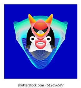 Colorful and Various Animal Face Illustration Icon for wallpaper Background. Dynamic flux Effect design. Abstract  Vector Cartoon Monster Character Icon Head Design. Modern and Techno Style Pattern.