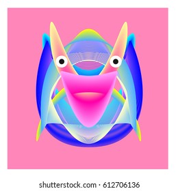 Colorful and Various Animal Face Illustration Icon for wallpaper Background. Dynamic flux Effect design. Abstract  Vector Cartoon Monster Character Icon Head Design. Modern and Techno Style Pattern.