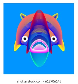 Colorful and Various Animal Face Illustration Icon for wallpaper Background. Dynamic flux Effect design. Abstract  Vector Cartoon Monster Character Icon Head Design. Modern and Techno Style Pattern.