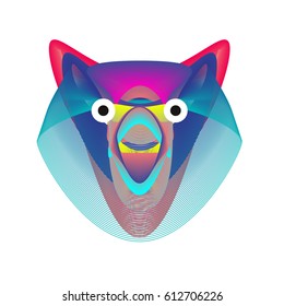 Colorful and Various Animal Face Illustration Icon for wallpaper Background. Dynamic flux Effect design. Abstract  Vector Cartoon Monster Character Icon Head Design. Modern and Techno Style Pattern.