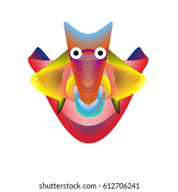 Colorful and Various Animal Face Illustration Icon for wallpaper Background. Dynamic flux Effect design. Abstract  Vector Cartoon Monster Character Icon Head Design. Modern and Techno Style Pattern.