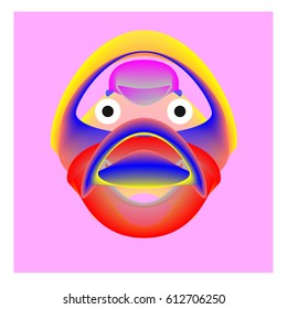 Colorful and Various Animal Face Illustration Icon for wallpaper Background. Dynamic flux Effect design. Abstract  Vector Cartoon Monster Character Icon Head Design. Modern and Techno Style Pattern.