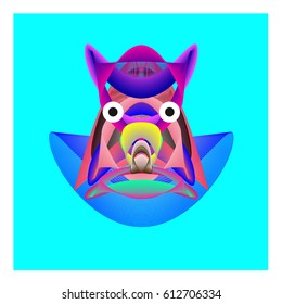 Colorful and Various Animal Face Illustration Icon for wallpaper Background. Dynamic flux Effect design. Abstract  Vector Cartoon Monster Character Icon Head Design. Modern and Techno Style Pattern.