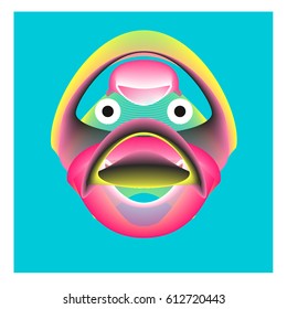Colorful and Various Animal Face Illustration Icon for wallpaper Background. Dynamic flux Effect design. Abstract  Vector Cartoon Monster Character Icon Head Design. Modern and Techno Style Pattern.