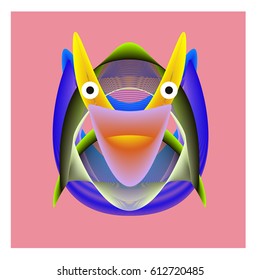 Colorful and Various Animal Face Illustration Icon for wallpaper Background. Dynamic flux Effect design. Abstract  Vector Cartoon Monster Character Icon Head Design. Modern and Techno Style Pattern.