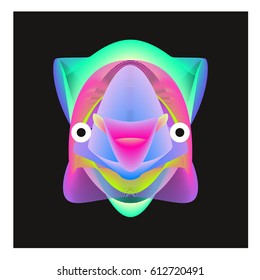 Colorful and Various Animal Face Illustration Icon for wallpaper Background. Dynamic flux Effect design. Abstract  Vector Cartoon Monster Character Icon Head Design. Modern and Techno Style Pattern.