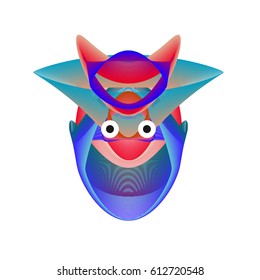 Colorful and Various Animal Face Illustration Icon for wallpaper Background. Dynamic flux Effect design. Abstract  Vector Cartoon Monster Character Icon Head Design. Modern and Techno Style Pattern.