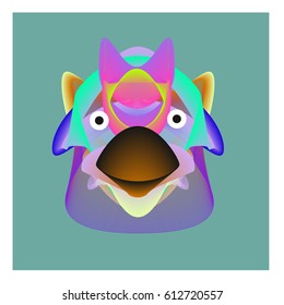 Colorful and Various Animal Face Illustration Icon for wallpaper Background. Dynamic flux Effect design. Abstract  Vector Cartoon Monster Character Icon Head Design. Modern and Techno Style Pattern.