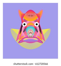 Colorful and Various Animal Face Illustration Icon for wallpaper Background. Dynamic flux Effect design. Abstract  Vector Cartoon Monster Character Icon Head Design. Modern and Techno Style Pattern.