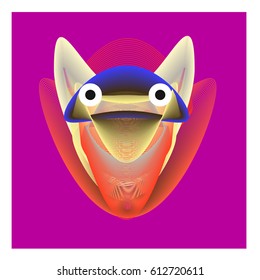 Colorful and Various Animal Face Illustration Icon for wallpaper Background. Dynamic flux Effect design. Abstract  Vector Cartoon Monster Character Icon Head Design. Modern and Techno Style Pattern.