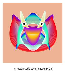 Colorful and Various Animal Face Illustration Icon for wallpaper Background. Dynamic flux Effect design. Abstract  Vector Cartoon Monster Character Icon Head Design. Modern and Techno Style Pattern.