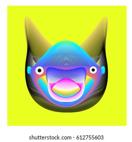 Colorful and Various Animal Face Illustration Icon for wallpaper Background. Dynamic flux Effect design. Abstract  Vector Cartoon Monster Character Icon Head Design. Modern and Techno Style Pattern.