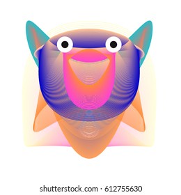 Colorful and Various Animal Face Illustration Icon for wallpaper Background. Dynamic flux Effect design. Abstract  Vector Cartoon Monster Character Icon Head Design. Modern and Techno Style Pattern.