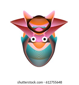 Colorful and Various Animal Face Illustration Icon for wallpaper Background. Dynamic flux Effect design. Abstract  Vector Cartoon Monster Character Icon Head Design. Modern and Techno Style Pattern.