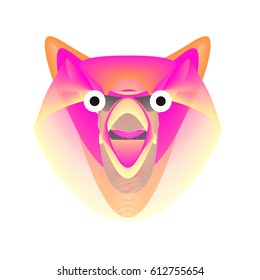 Colorful and Various Animal Face Illustration Icon for wallpaper Background. Dynamic flux Effect design. Abstract  Vector Cartoon Monster Character Icon Head Design. Modern and Techno Style Pattern.