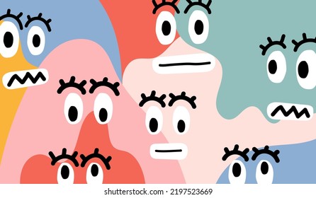 Colorful and various cartoon face pattern background vector