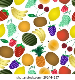 colorful various fruit summer seamless pattern eps10