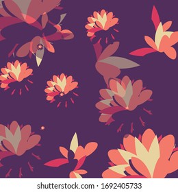 Colorful various light effect leaf style floral design pattern in the scarlet gum background. Great for garments fabric textile wallpaper magazine texture surface project.