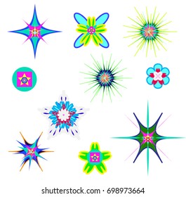 colorful of various sparkle shapes
