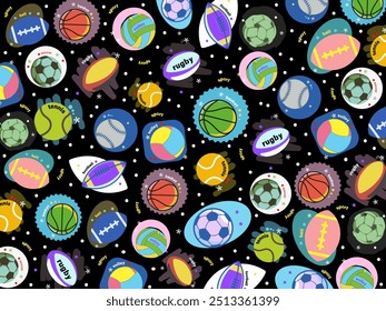 colorful various sport balls icon vector