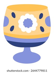 Colorful vase featuring floral and dotted decorations, standing elegantly on a white background, embodying the beauty of ceramic art and enhancing home decor aesthetics