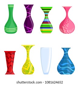 Colorful vases vector set isolated on white background. Modern vases for flowers. Vector Illustration