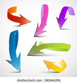 Colorful Vector 3D Arrows Set