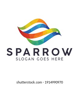 Colorful Vector 3d Volume Logo Design Bird, sparrow, stylized. flying bird vector illustration.