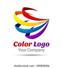 Colorful Vector 3d Volume Logo Design Icon Concept. Abstract Ribbons. Corporate identity.