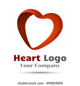 Colorful Vector 3d Volume Logo Design heart symbol icon template elements. Corporate identity.
