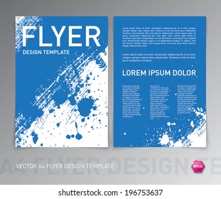 Colorful vector abstract artistic blue brush stroke and splatter flyer template