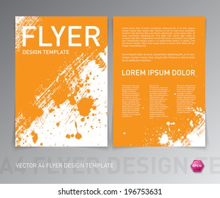 Colorful vector abstract artistic yellow brush stroke and splatter flyer template