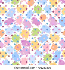 Colorful vector abstract background with festive confetti. Multicolored spots and polka dot. Isolated on a white background.