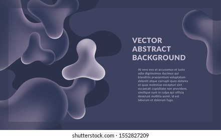 Colorful vector abstract background. Set of futuristic fluid elements. The Drops in zero gravity. Graphic vector template.