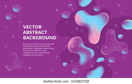 Colorful vector abstract background. Set of futuristic fluid elements. The Drops in zero gravity. Graphic vector template.