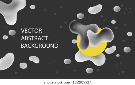 Colorful vector abstract background. Set of futuristic fluid elements. The Drops in zero gravity. Graphic vector template.