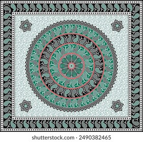 colorful vector abstract chunri round tapestry design.