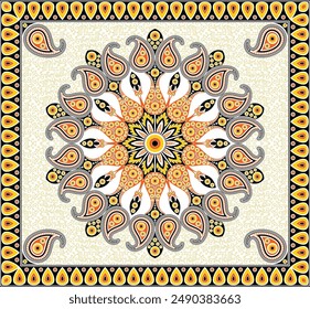 colorful vector abstract chunri round tapestry design.