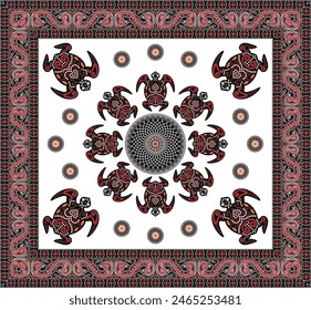 colorful vector abstract chunri turtle tapestry design.
