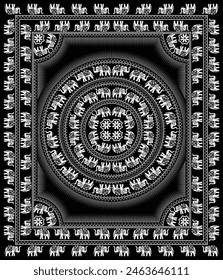 colorful vector abstract elephant tapestry design. 