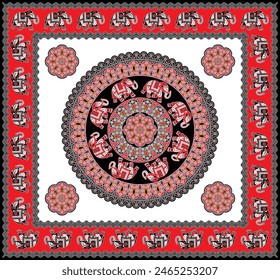 colorful vector abstract elephant tapestry design.